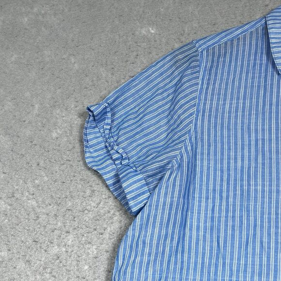 Tommy Bahama Shirt Womens Small Blue Stripe Sandswept Short Sleeve Cotton Blend - Picture 3 of 10